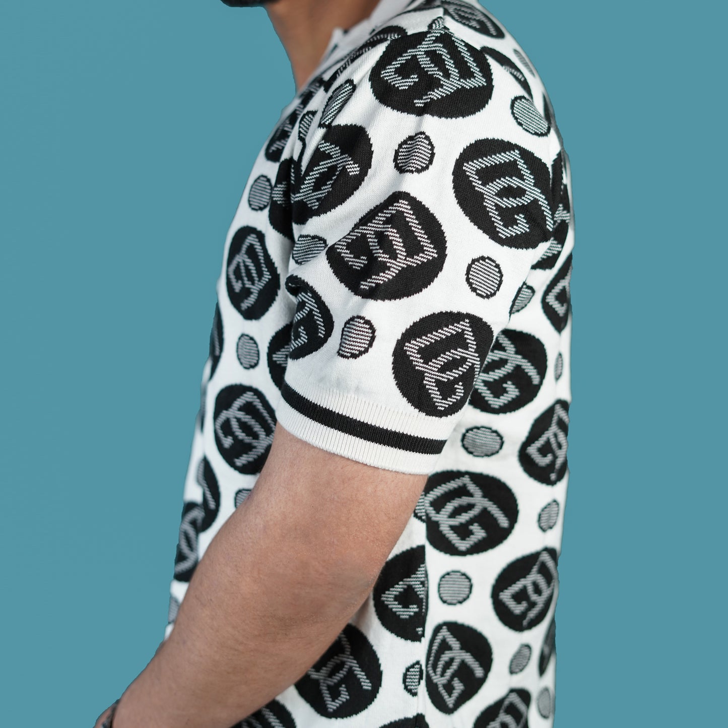 Men’s Premium Knitted Polo Shirt – Black & White
