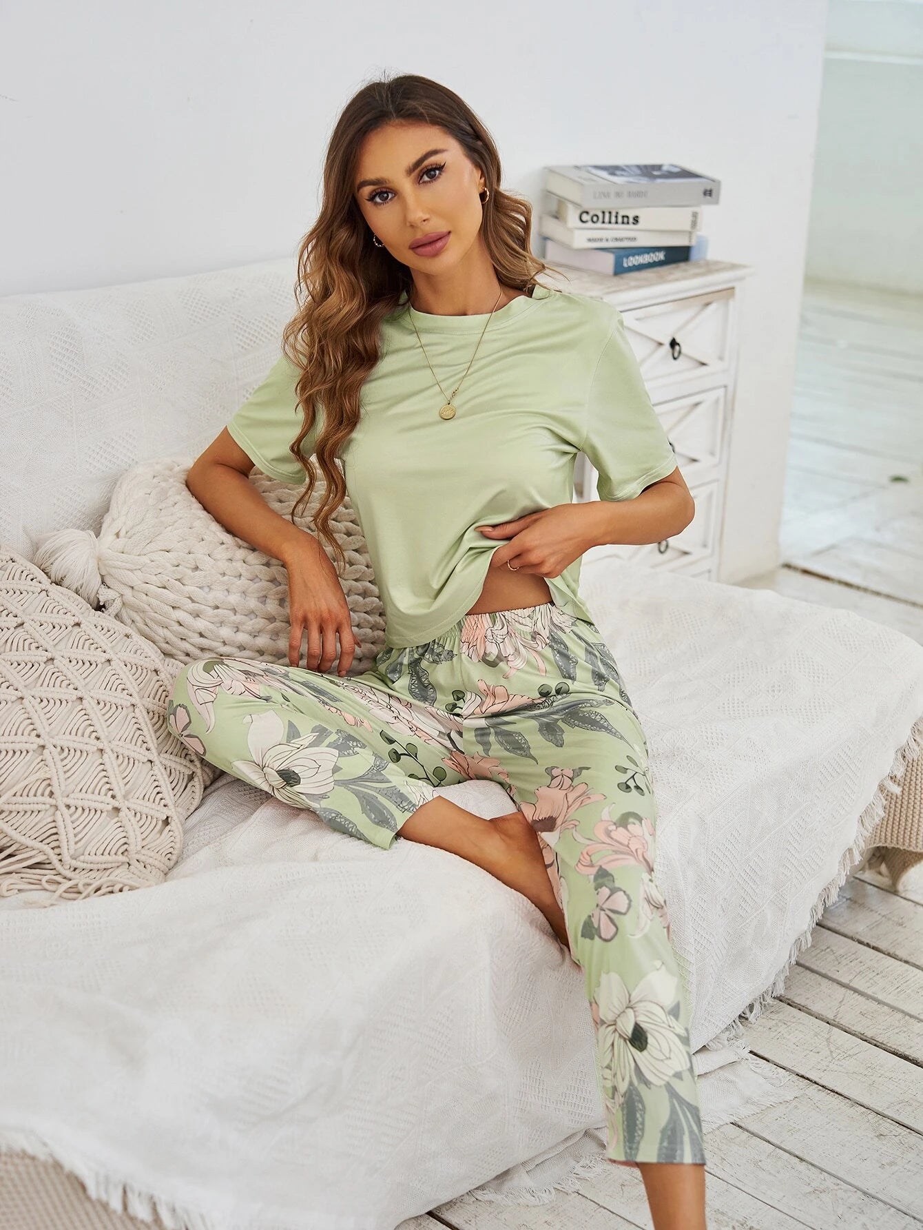 Floral Print PJ Set / Pajama Set Lounge Wear