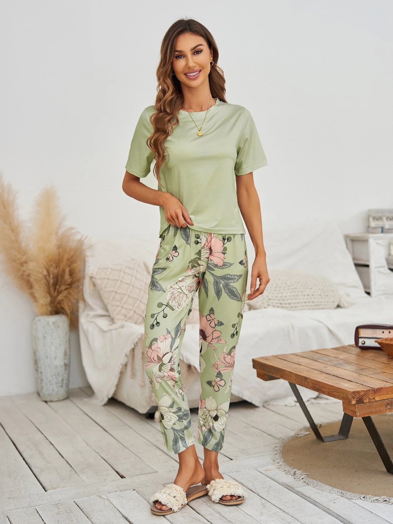 Floral Print PJ Set / Pajama Set Lounge Wear