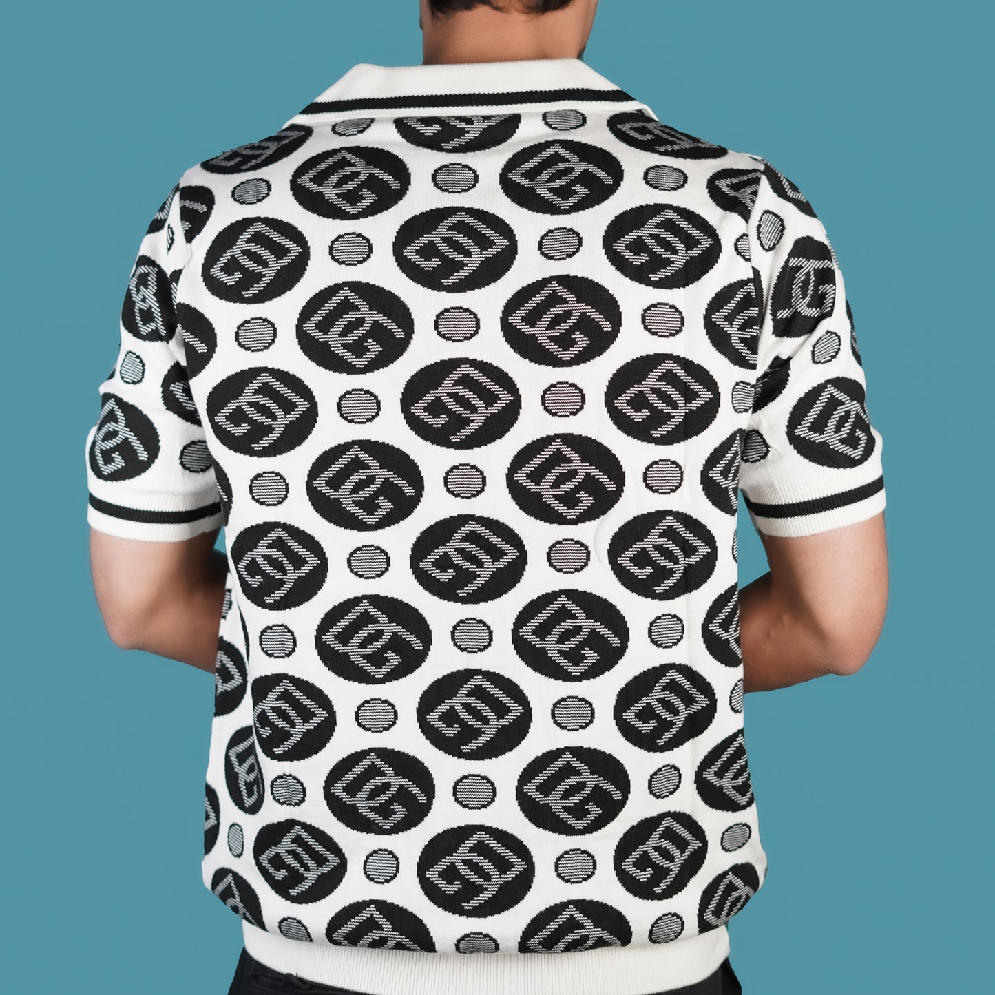Men’s Premium Knitted Polo Shirt – Black & White