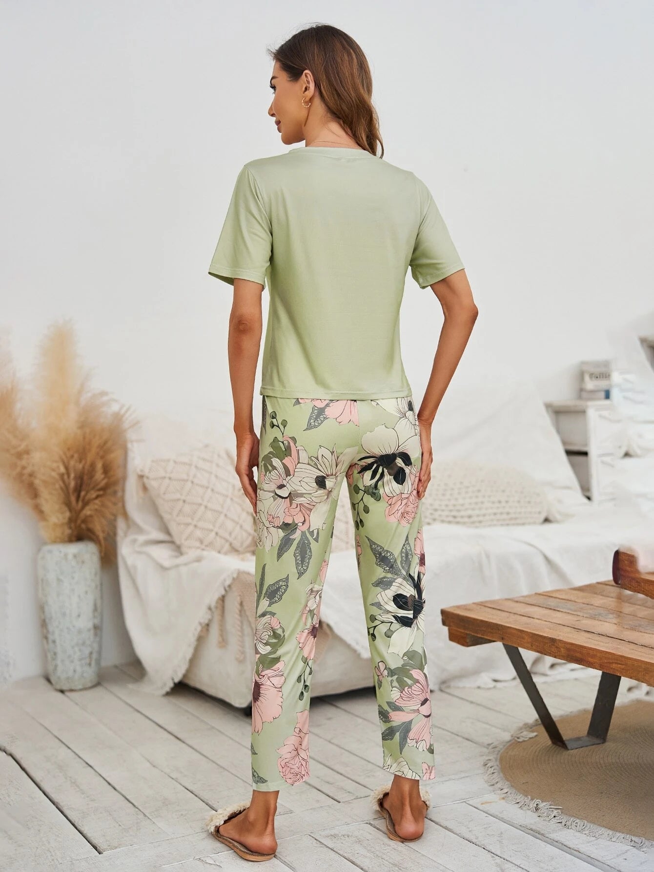 Floral Print PJ Set / Pajama Set Lounge Wear