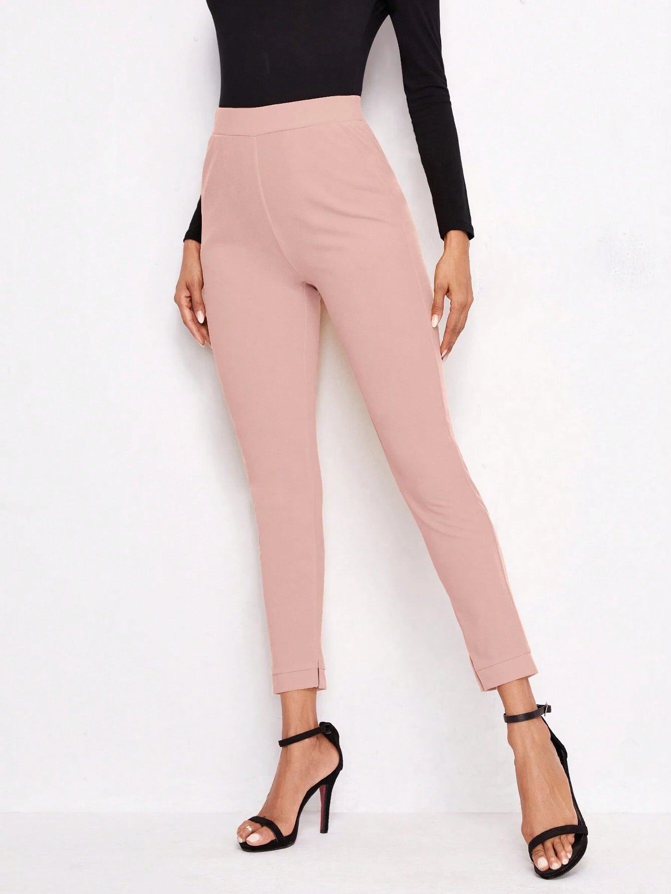 SHEIN Essnce Solid Slant Pocket Pants