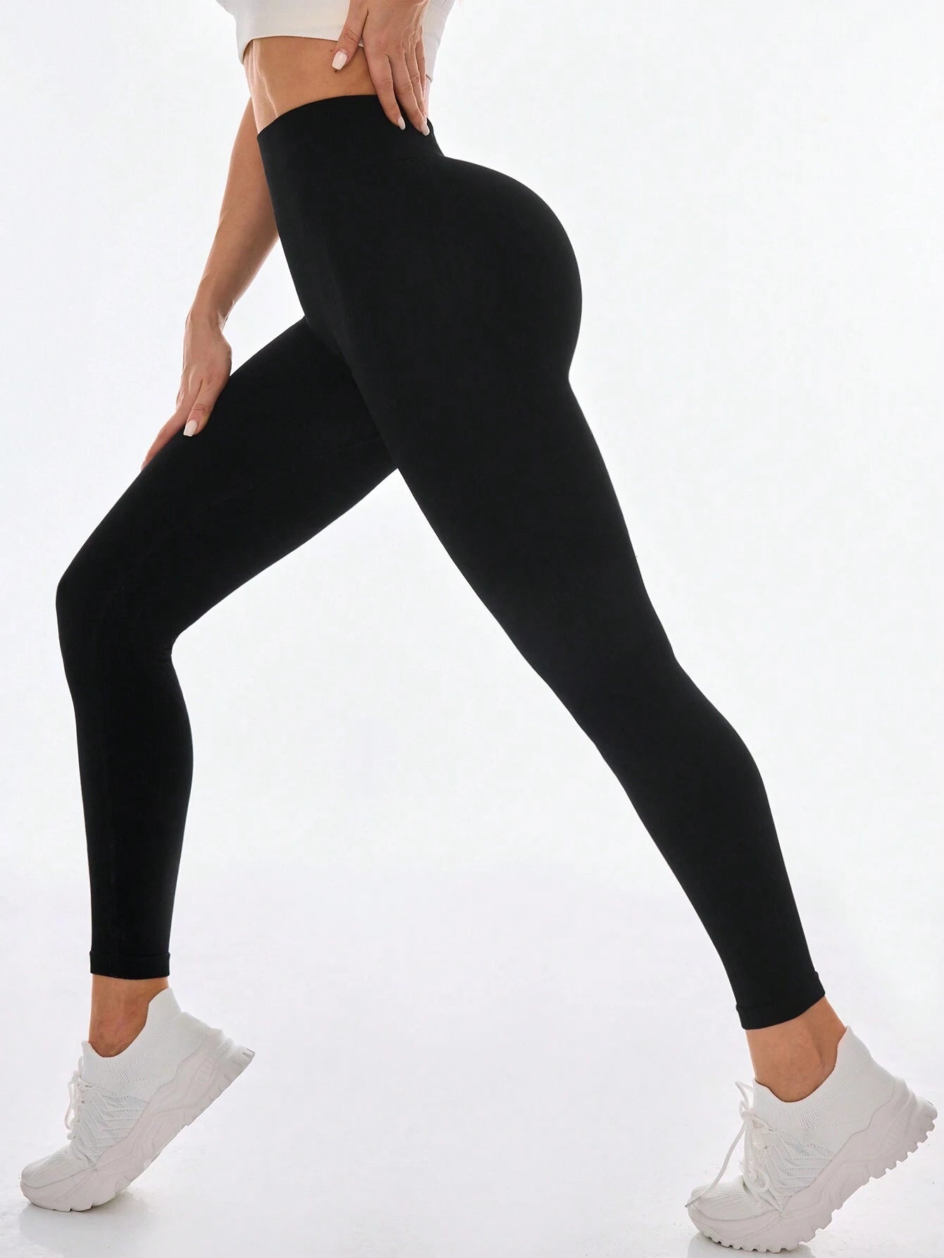 Women's High Waisted Solid Color Compression Leggings For Outdoor Yoga And Casual Wear Gym Wear